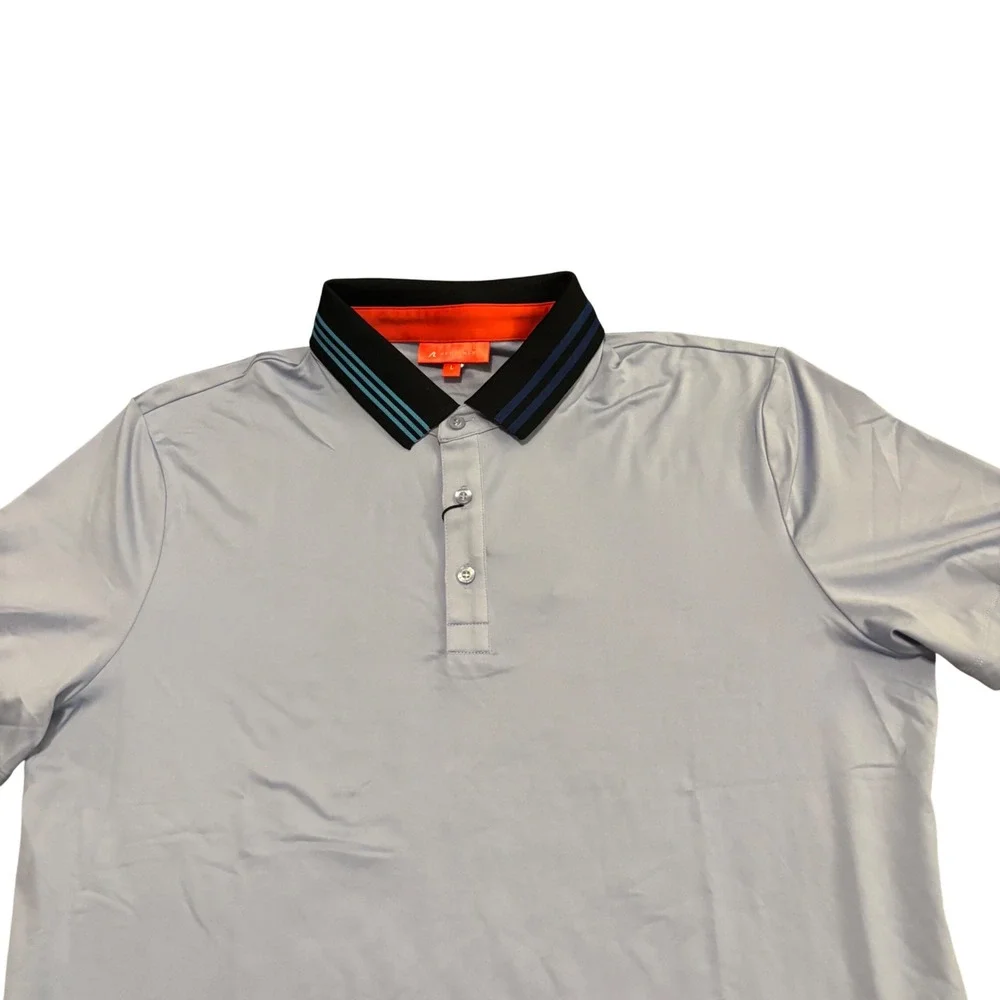 Redvanly Mens Harley Polo Shirt Baby Lavender Purple Striped Collar R2404 Large‎